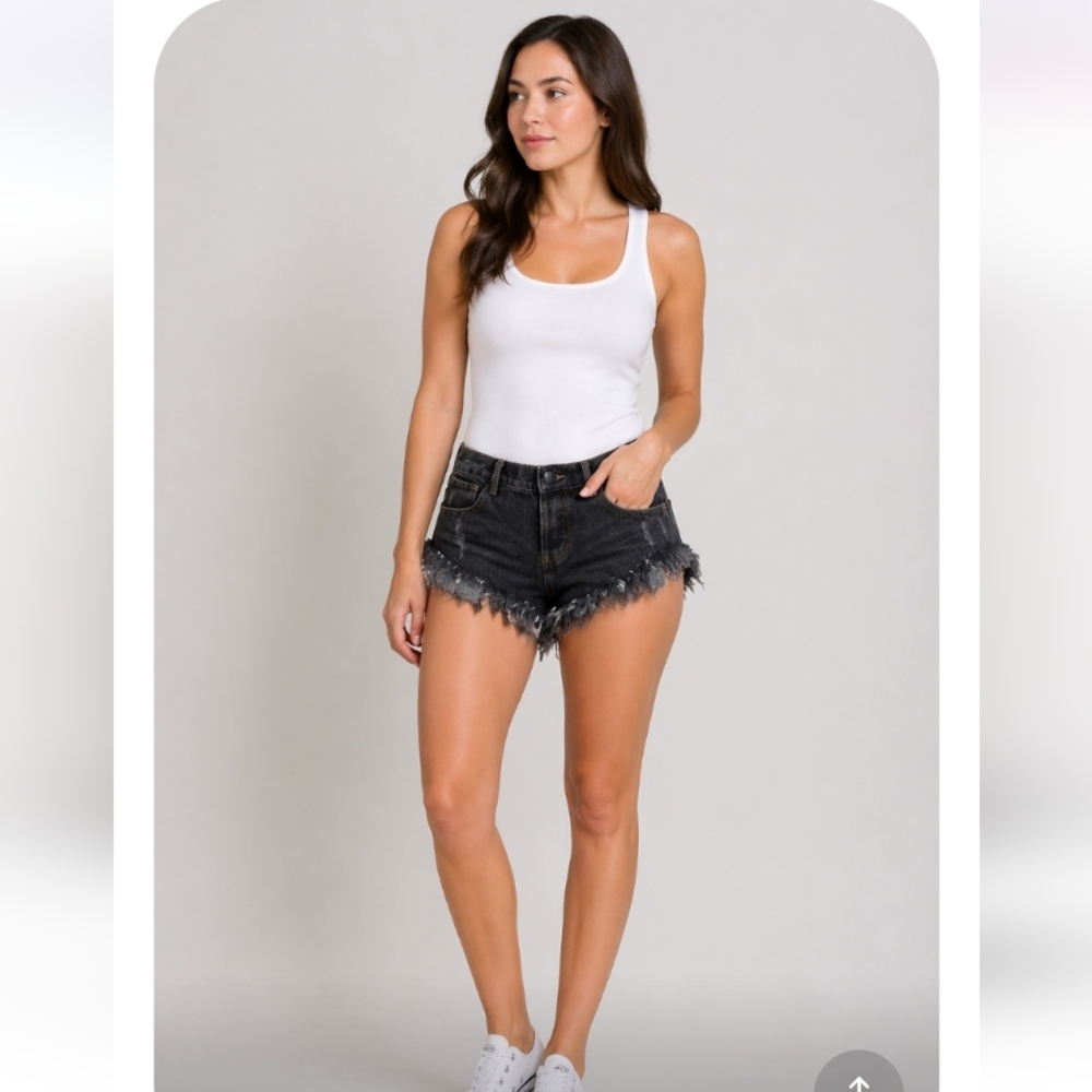 HONEY PUNCH Distressed Super Short Cut-Off Shorts Small